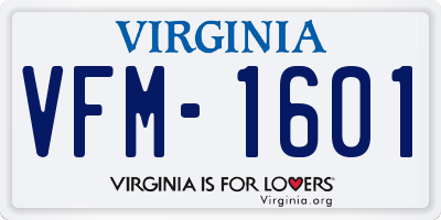 VA license plate VFM1601