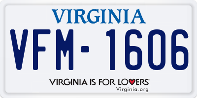 VA license plate VFM1606
