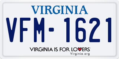VA license plate VFM1621