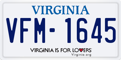 VA license plate VFM1645