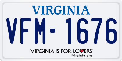 VA license plate VFM1676
