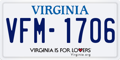VA license plate VFM1706