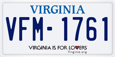 VA license plate VFM1761