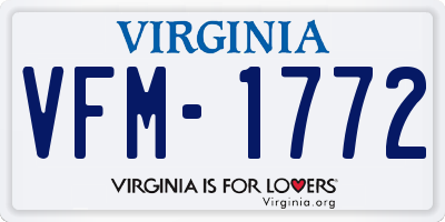 VA license plate VFM1772