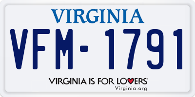 VA license plate VFM1791