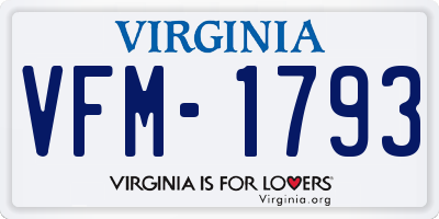 VA license plate VFM1793