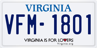 VA license plate VFM1801