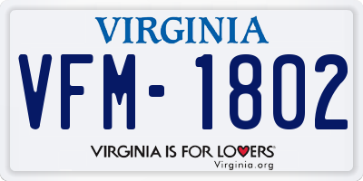 VA license plate VFM1802