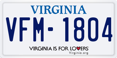 VA license plate VFM1804