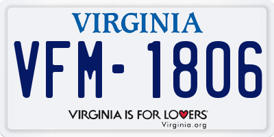 VA license plate VFM1806