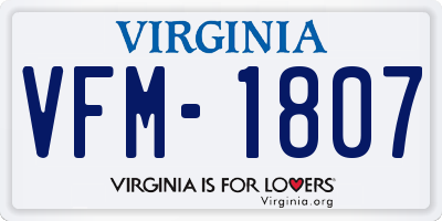 VA license plate VFM1807