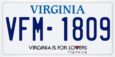 VA license plate VFM1809