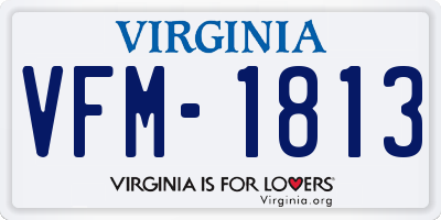 VA license plate VFM1813