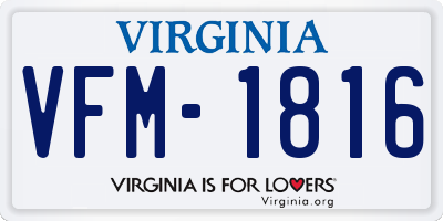 VA license plate VFM1816