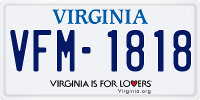 VA license plate VFM1818