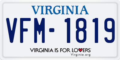 VA license plate VFM1819
