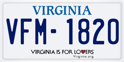 VA license plate VFM1820