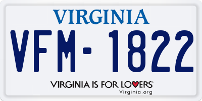 VA license plate VFM1822