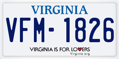 VA license plate VFM1826