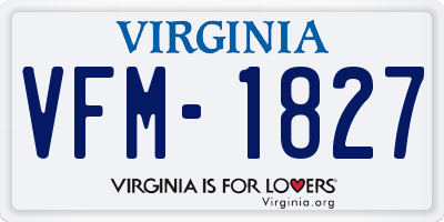 VA license plate VFM1827