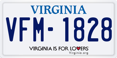VA license plate VFM1828
