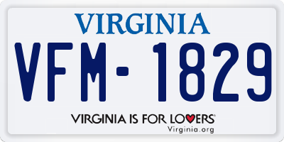 VA license plate VFM1829