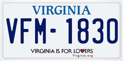 VA license plate VFM1830
