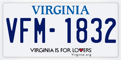 VA license plate VFM1832