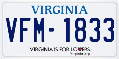 VA license plate VFM1833
