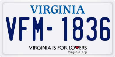 VA license plate VFM1836