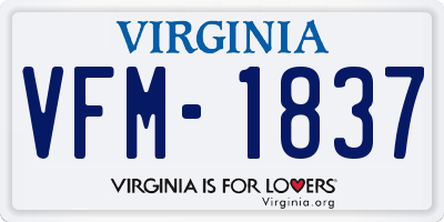 VA license plate VFM1837