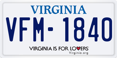 VA license plate VFM1840