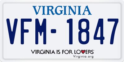 VA license plate VFM1847