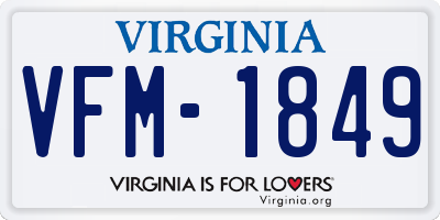 VA license plate VFM1849