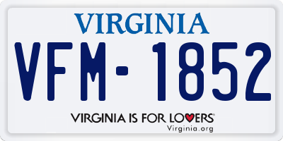 VA license plate VFM1852