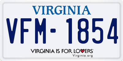 VA license plate VFM1854