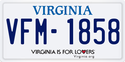 VA license plate VFM1858