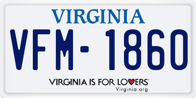 VA license plate VFM1860