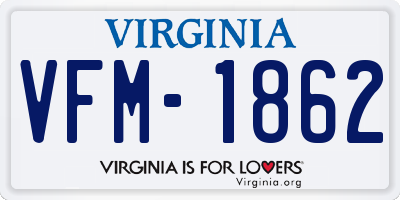 VA license plate VFM1862