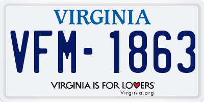 VA license plate VFM1863