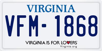 VA license plate VFM1868