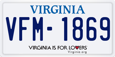 VA license plate VFM1869