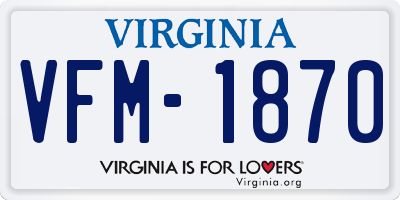 VA license plate VFM1870
