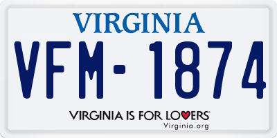 VA license plate VFM1874
