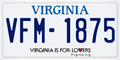VA license plate VFM1875