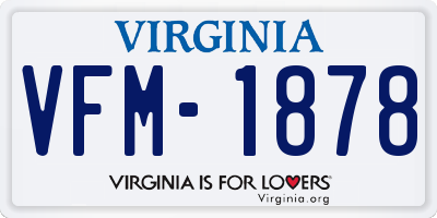VA license plate VFM1878