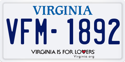VA license plate VFM1892