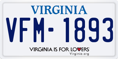 VA license plate VFM1893