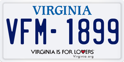 VA license plate VFM1899