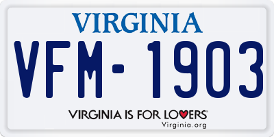 VA license plate VFM1903